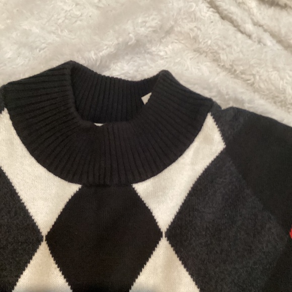 Vintage Izod knit sleeveless mock neck argyle sweater vest - Picture 2 of 5